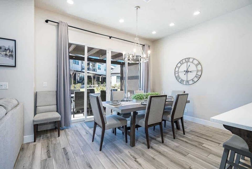 Dining table off the kitchen seats 6