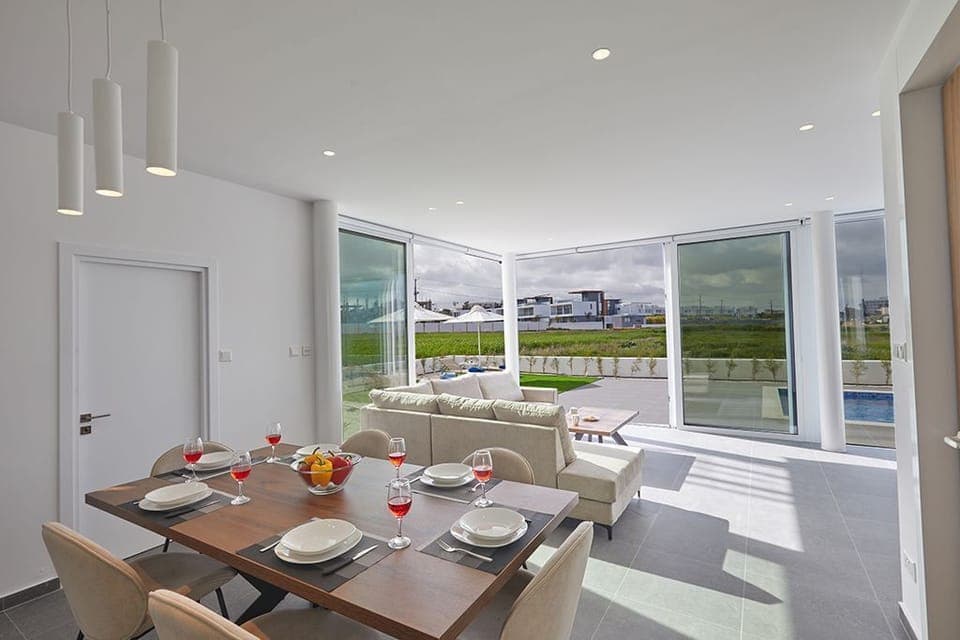 Living room and dining area