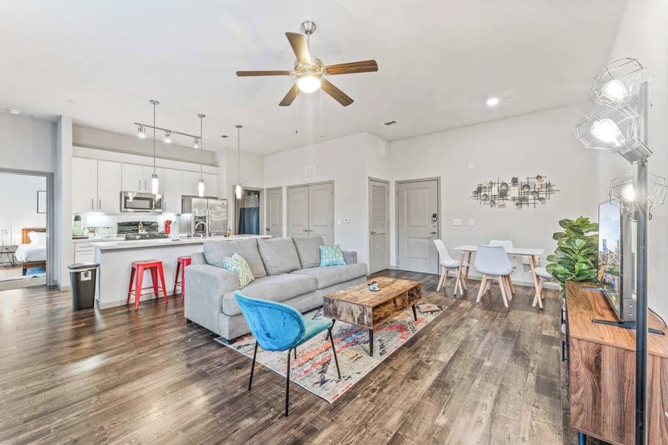 Living room and kitchen