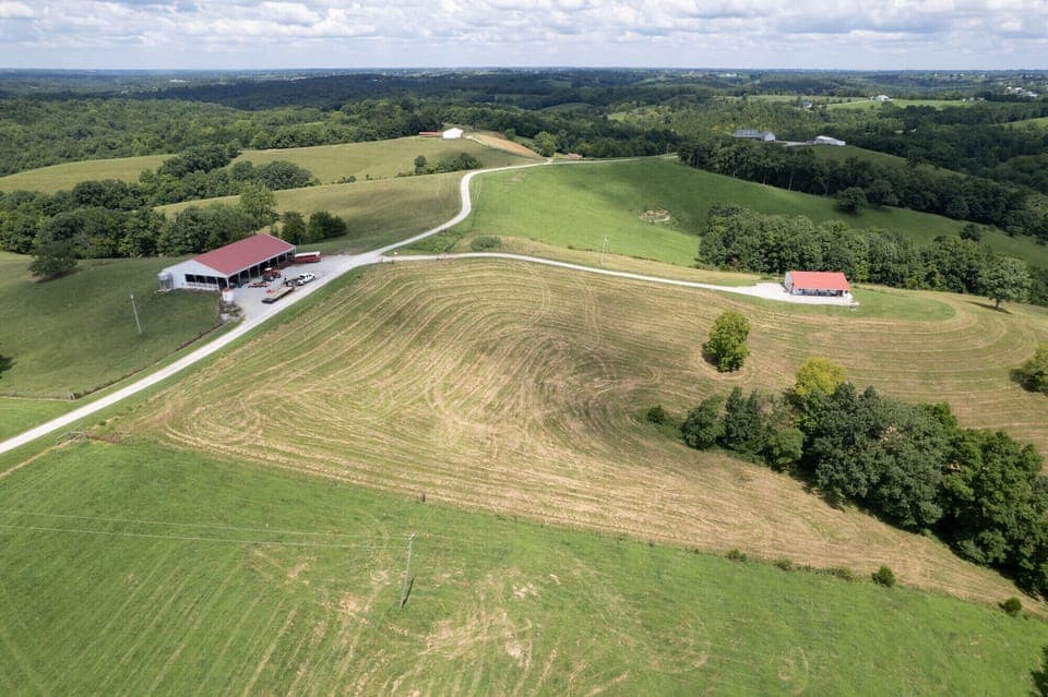 Photo of grass cut around The Lodge.  