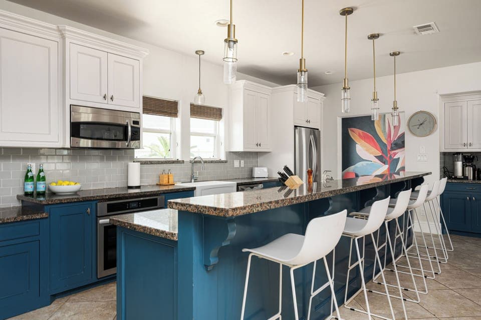 Large, open kitchen, plenty of countertop and work space,  made for socializing