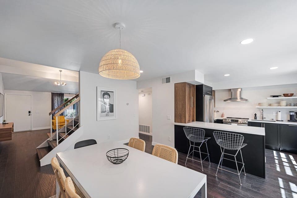 Open format kitchen and dining 