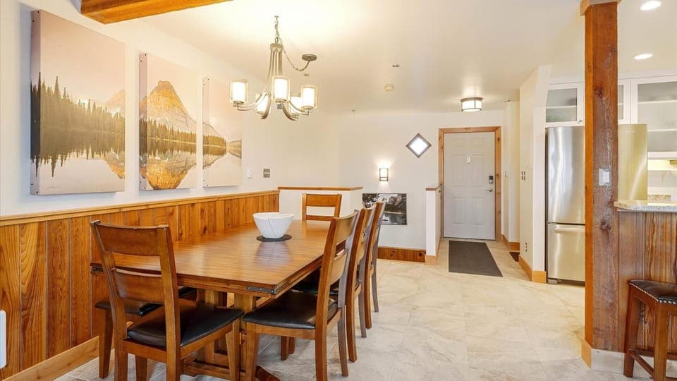 Open concept dining area with seating for 8