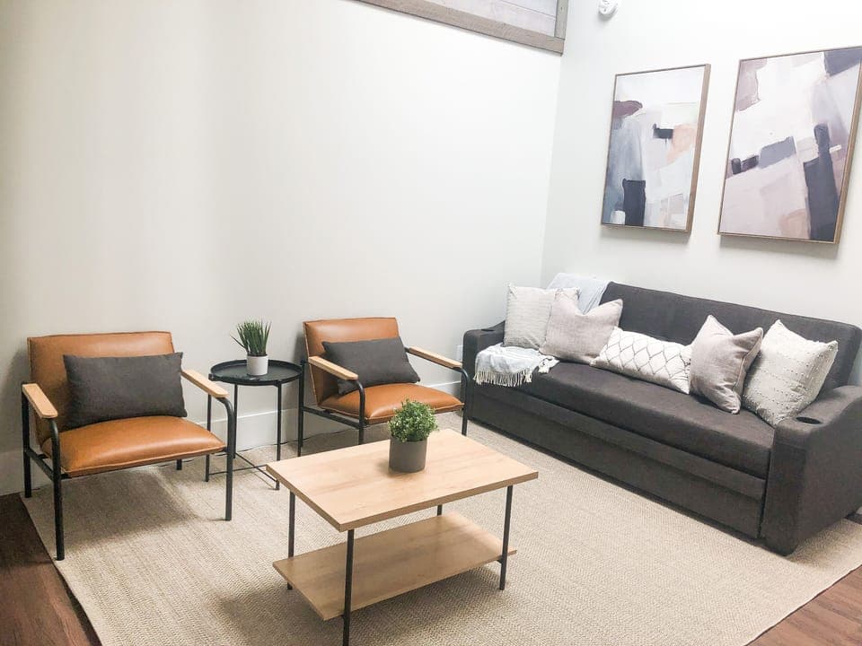 Living room with a pull out sofa