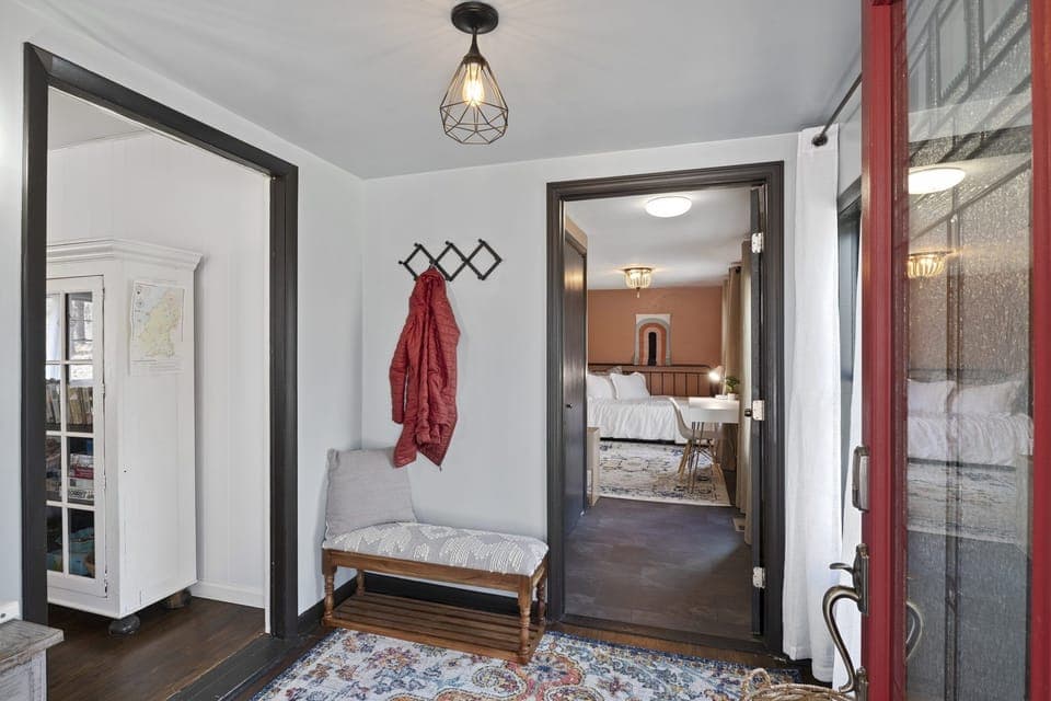 Take a load off!  Plenty of hooks and space to drop jackets and gear.