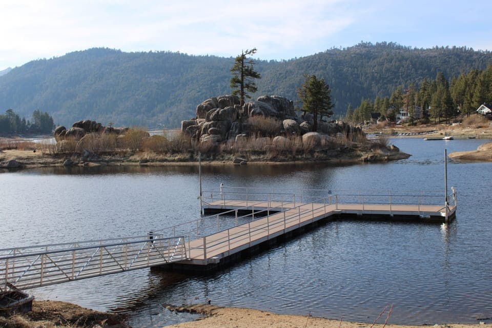 The public dock of Boulder Bay Park, across the lake from Estate.