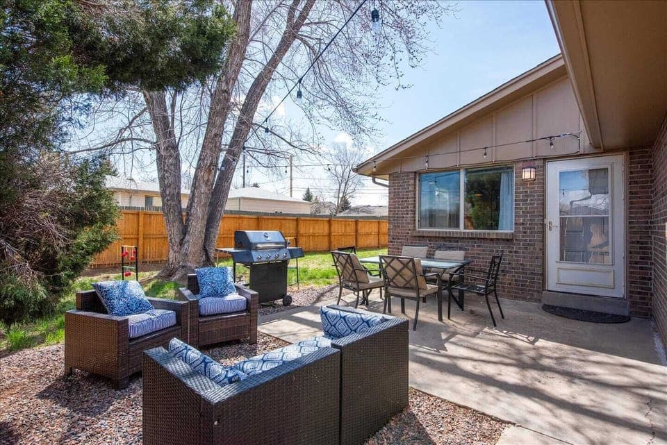 The house has a fenced in front and backyard for your use.  Relax and enjoy a meal with friends and family on the patio. Please note the patio furniture may be put into storage during the winter months.