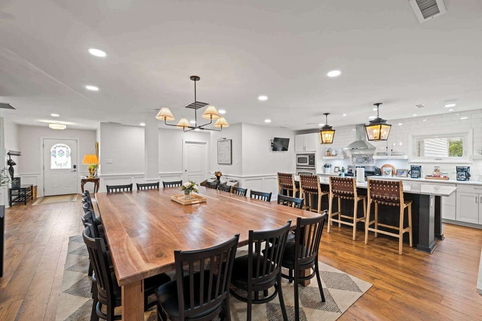 Spacious dining area perfect for gathering and sharing meals with the whole family.