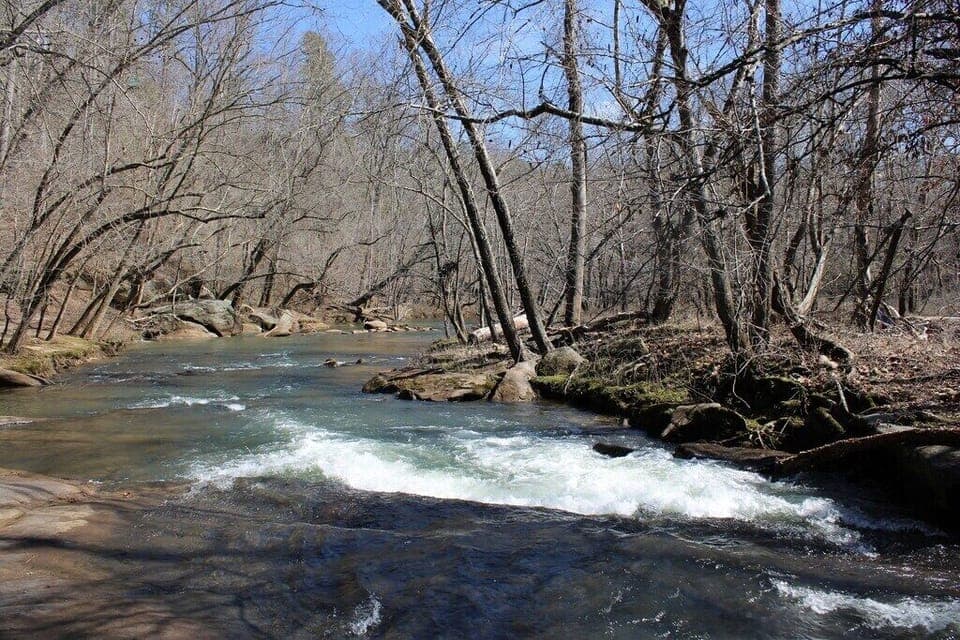 River/sliding rock located in Riverbend at Lake Lure where the cabin is located.