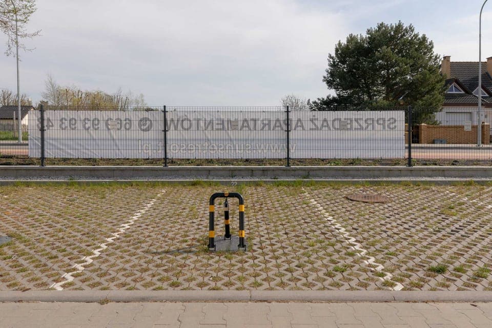Parking space in an above-ground parking lot.