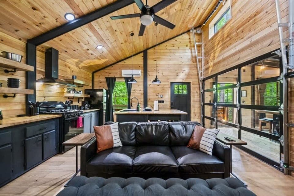 Snuggle up on the couch by the fire.