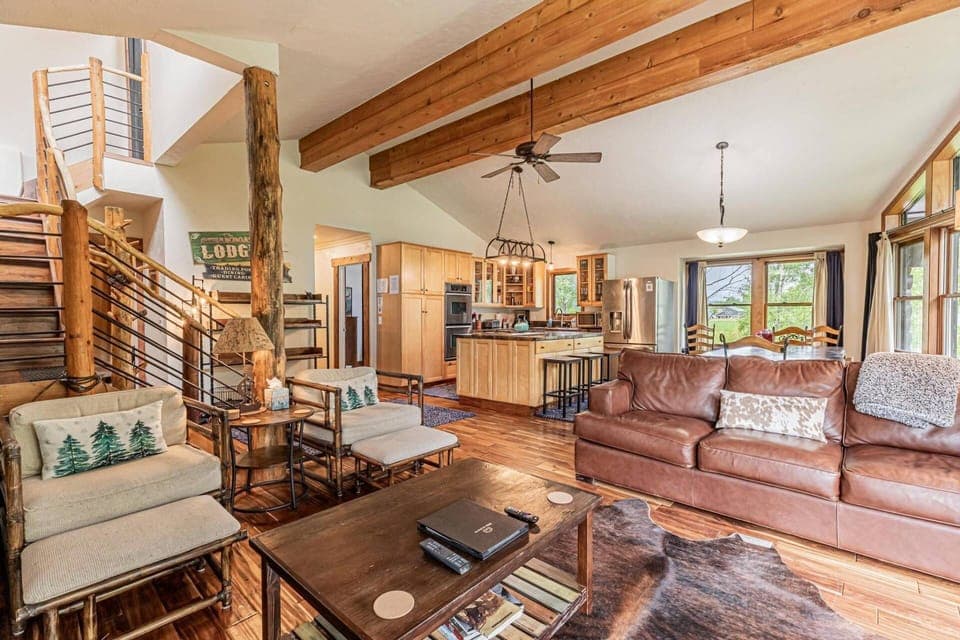 Designed for connection, this open space flows seamlessly from the fireplace to the kitchen, so no one misses out on the fun.