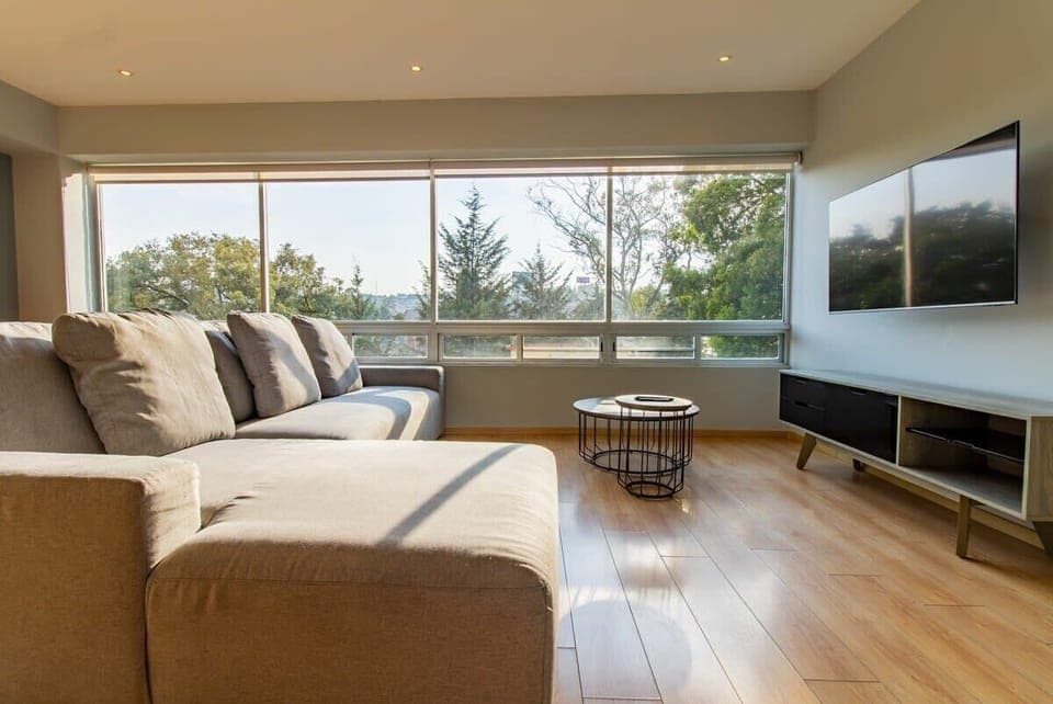 Cozy living room with a TV