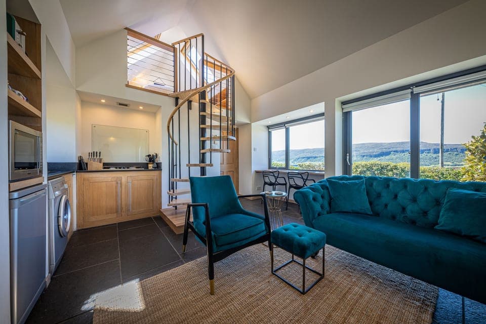 Interior living space with mezzanine sleeping area
