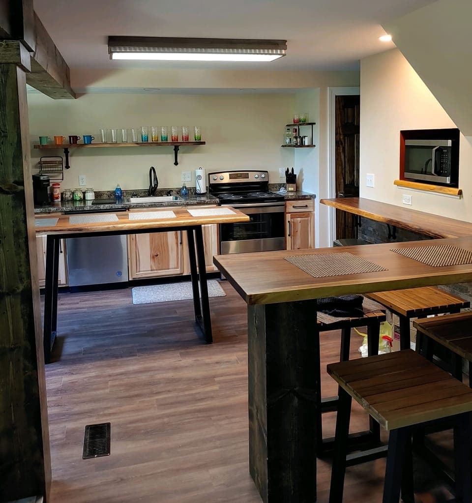Decorative live edge surfaces throuout the house.
