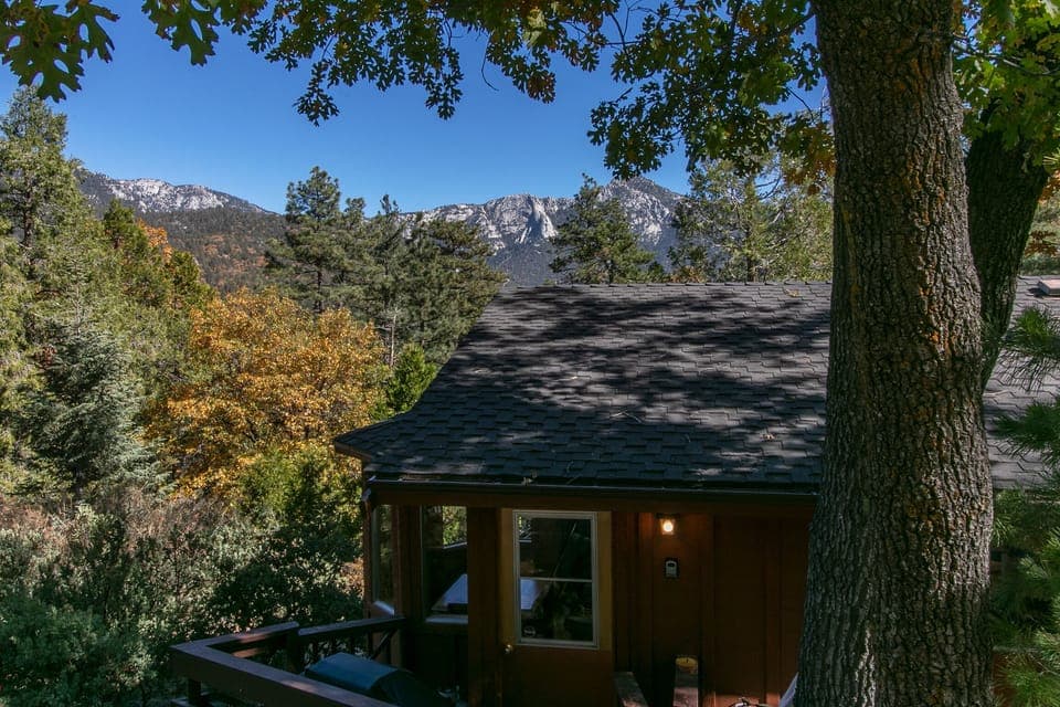 Raccoon Rock view from the stairs behind the house/back of house.