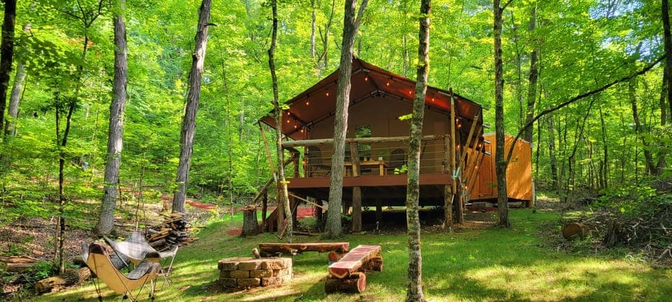 Fire Pit, Tent and Bath House