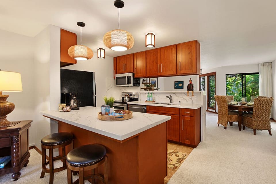 Full Kitchen  with dishes,  pots and pans, utensils,  6 egg timer,  toaster, rice cooker, tea kettle,  immersion blender, mini waffle maker, blender.