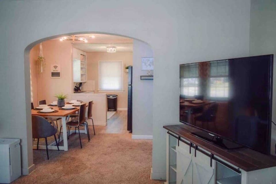 Open floor plan between living spaces yet separated to enjoy individually.