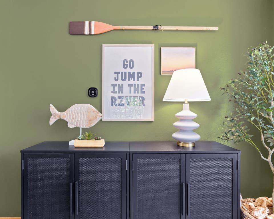 Enjoy a large sectional and open concept living room for connection