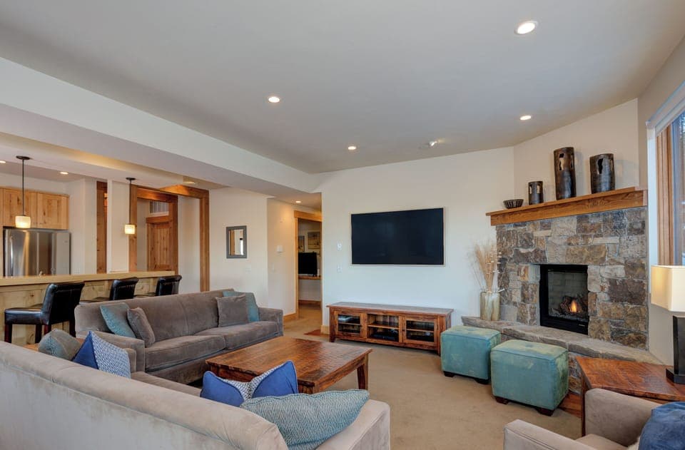 Living Area with comfy seating and TV