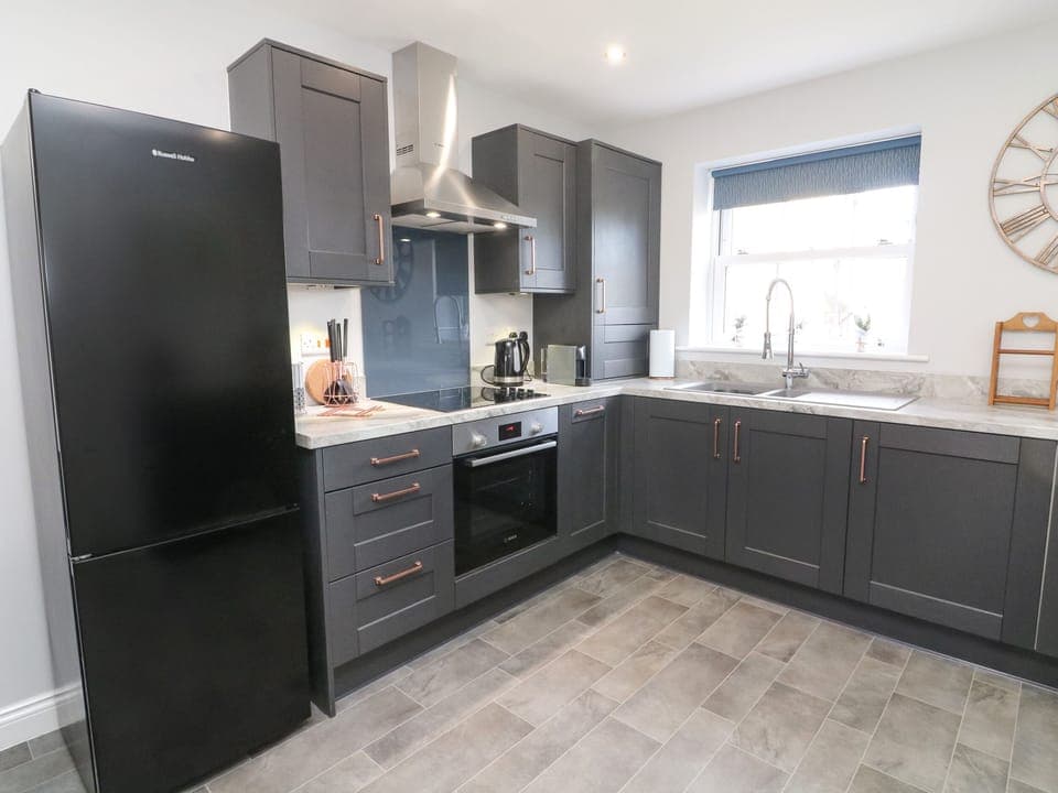 Fridge, dishwasher, electric kettle, toaster