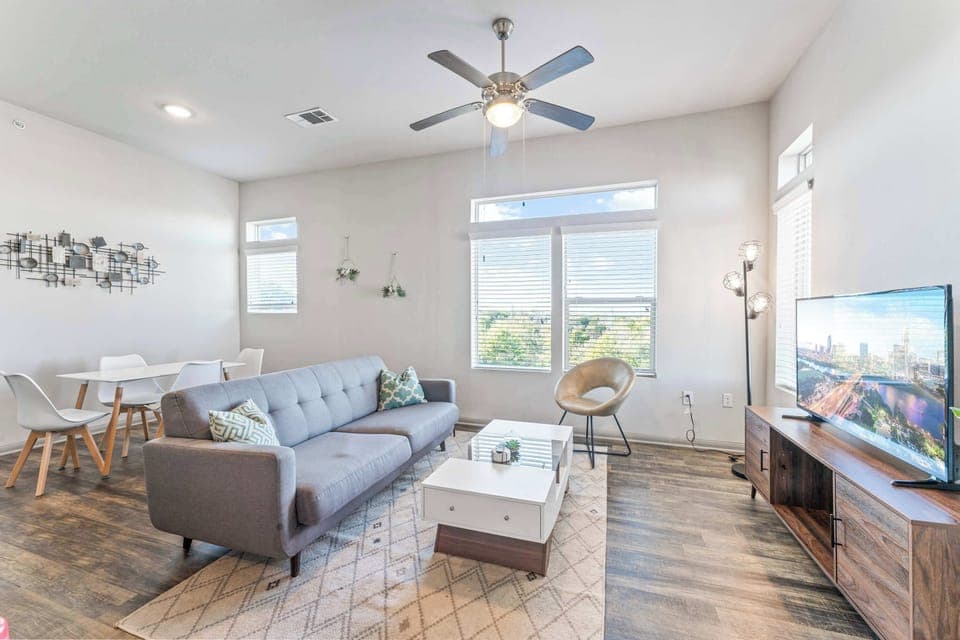 Living room and dining area