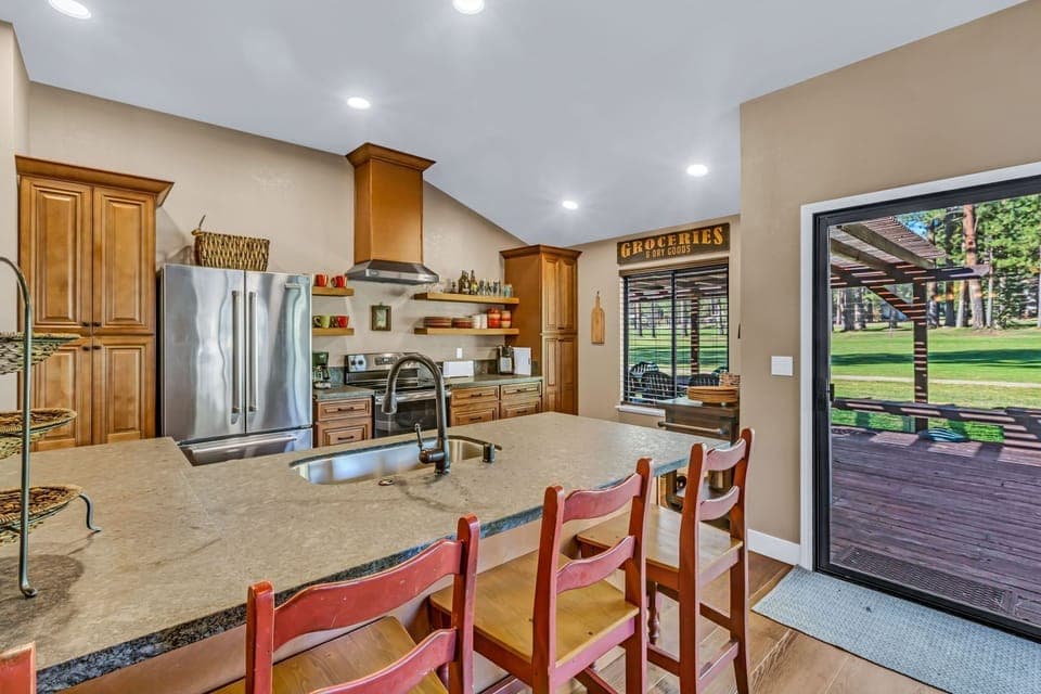 Kitchen island has extra seating