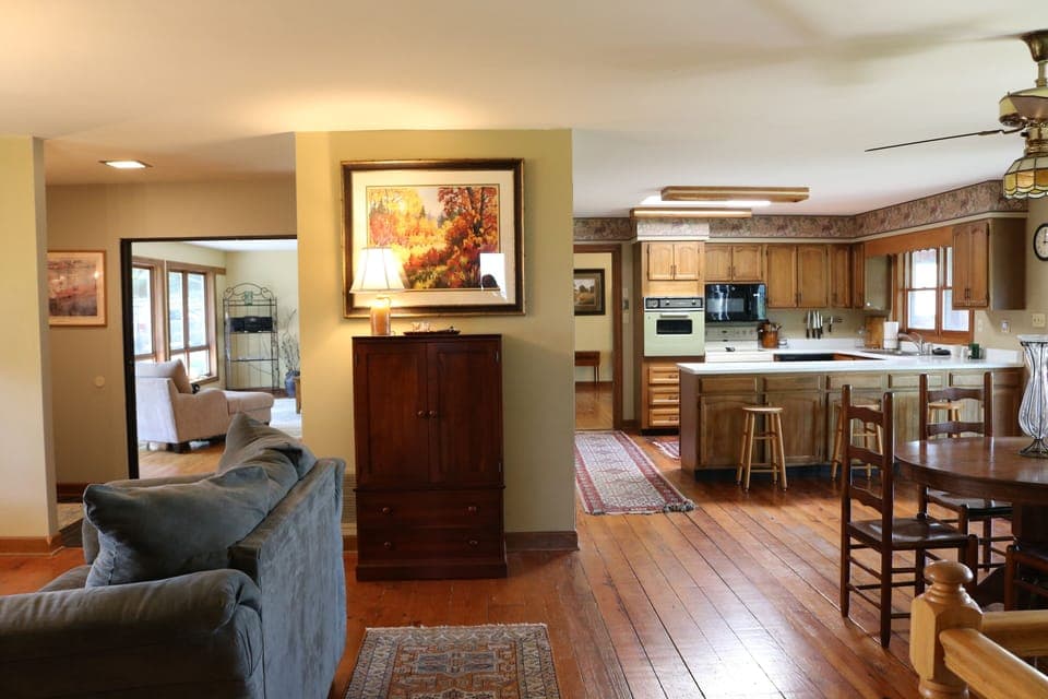 Open Kitchen and Eating area surrounded by Blue Ridge Mountain Views... 