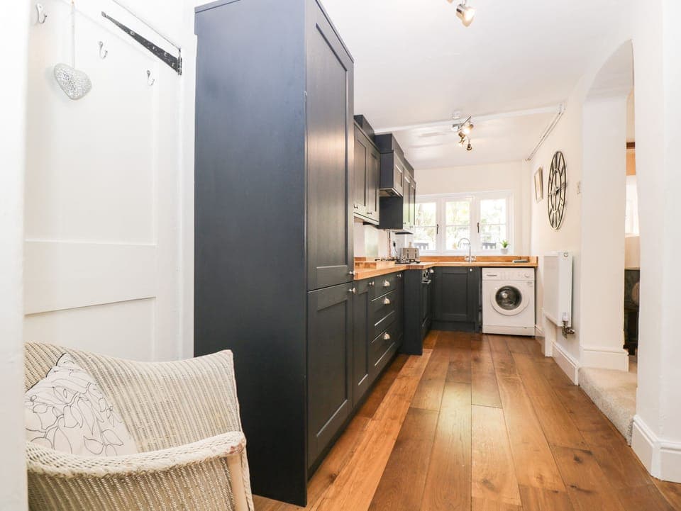 Fridge, dishwasher, electric kettle, cookware/dishes/utensils