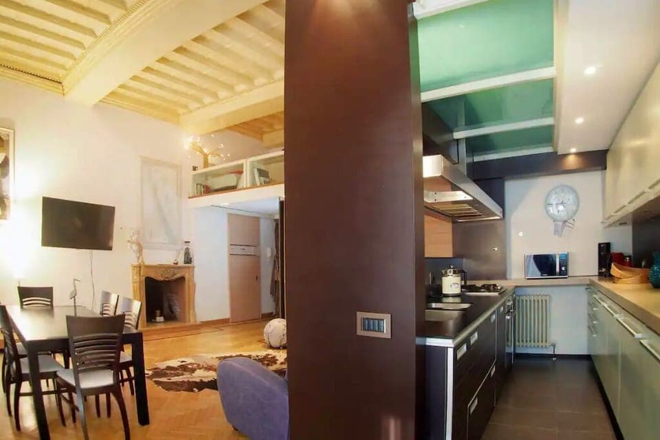 Living room and kitchen