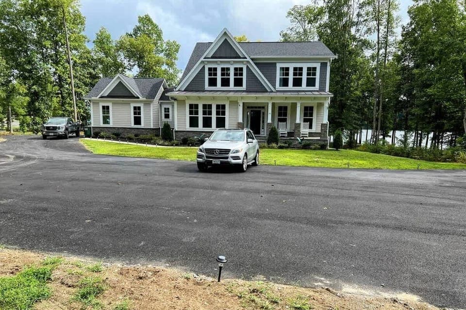 Massive parking area in front of the home.