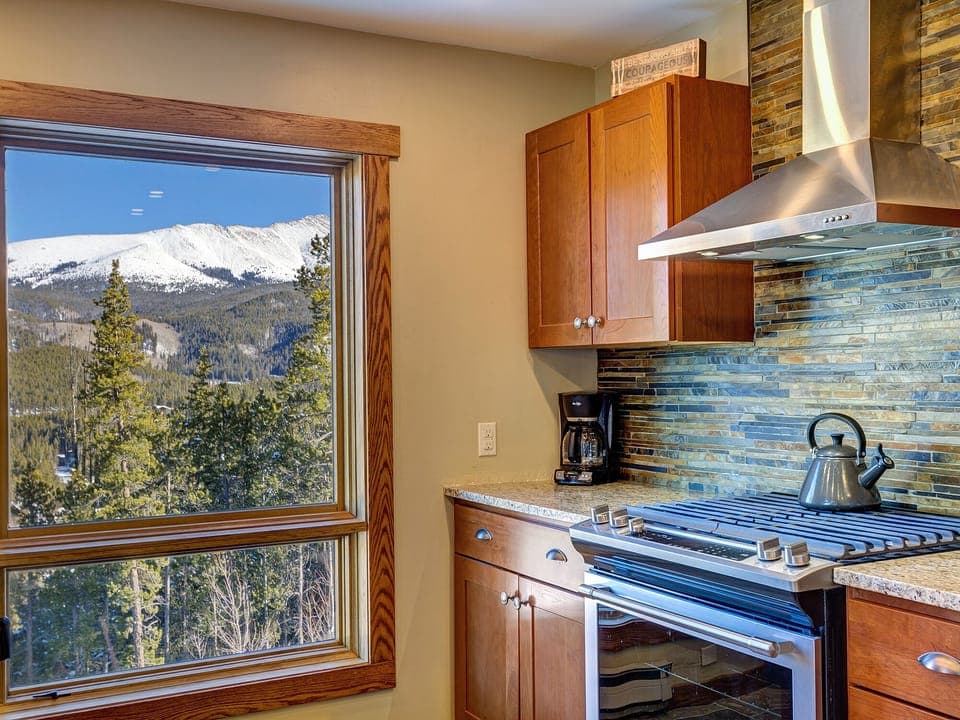 Kitchen with spectacular view of Mt. Baldy