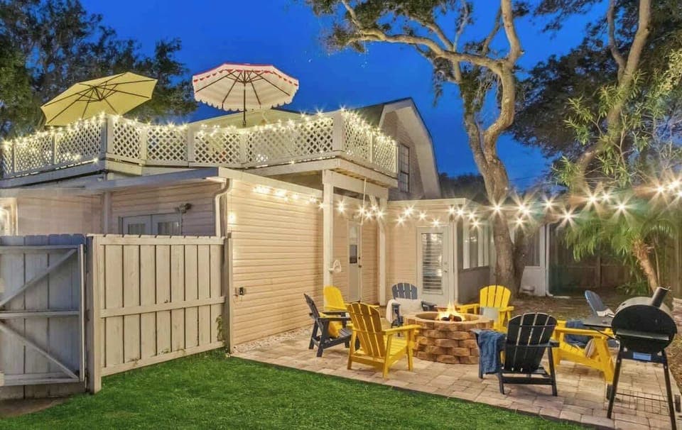 Outdoor Oasis with large fire pit to gather the whole family and 2nd floor terrace to lounge while star gazing