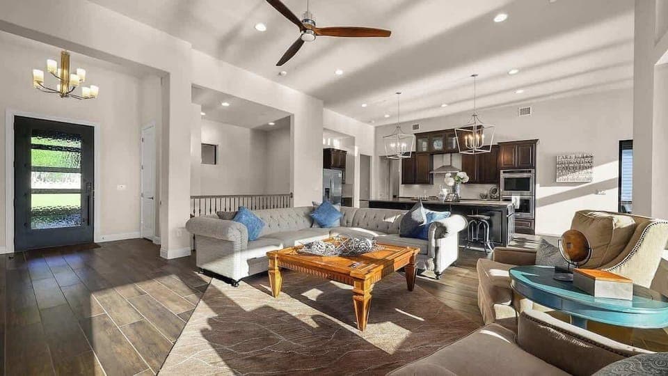 Plenty of comfortable seating in the upstairs living room.