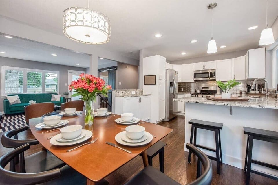 The open-concept dining area offers a welcoming space for meals and conversation.