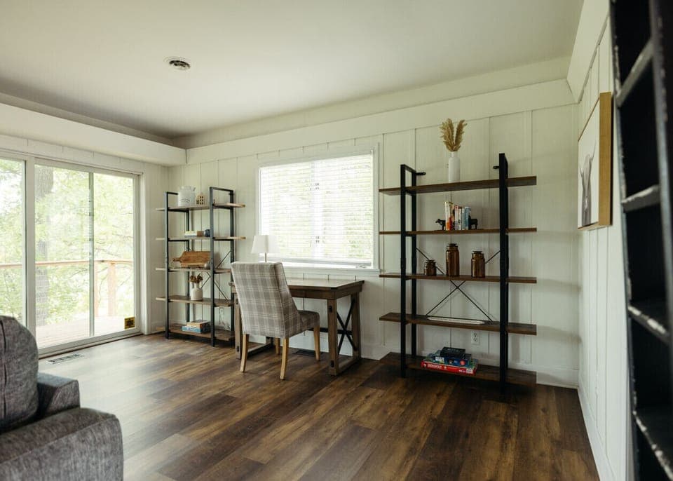 Desk space for working in the living room area