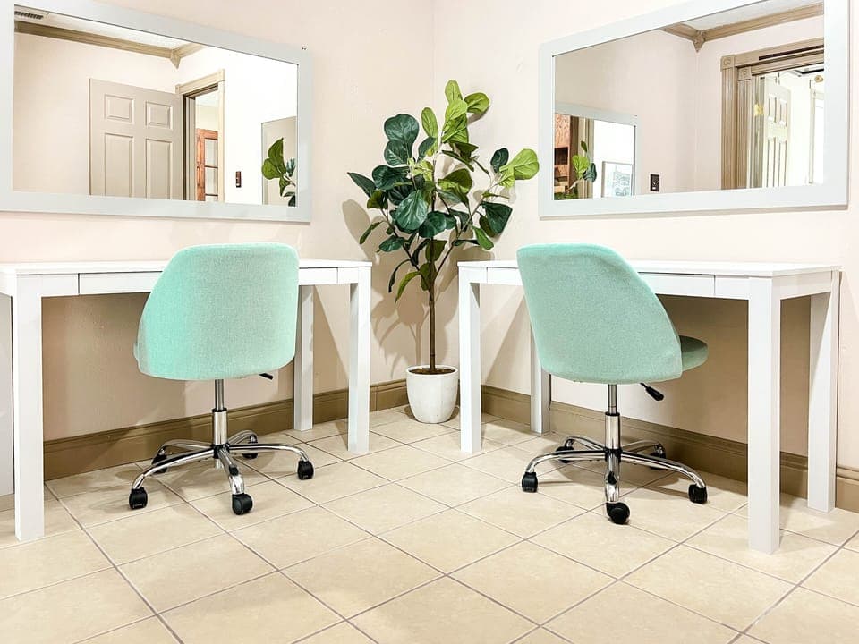 GLAM ROOM! Get your makeup on here. Also has iron and garment steamer