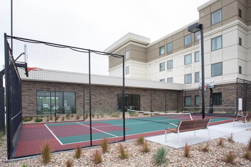 The tennis courts are wonderful in the summertime.