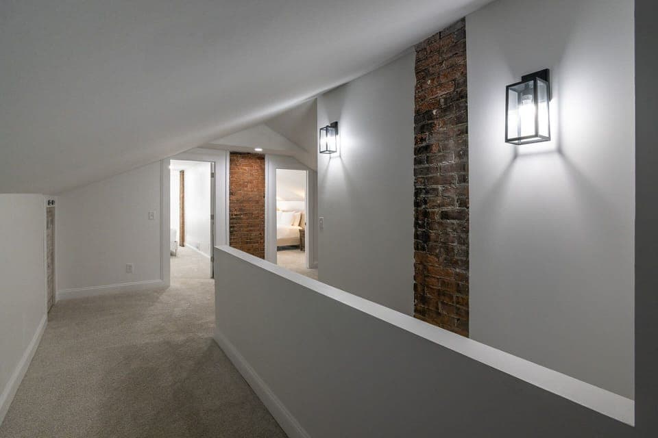 Hallway with Brick Accent