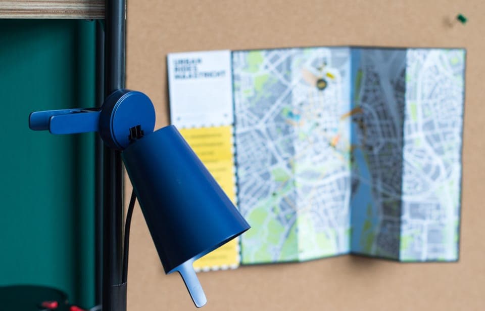 Premium bedding, desk, laptop workspace, soundproofing