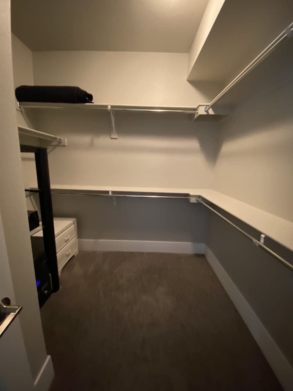 Huge walk-in closet for master bedroom. 