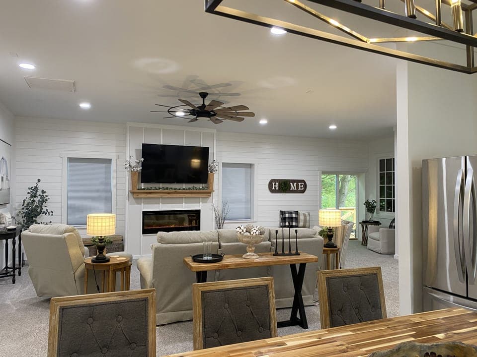 Kitchen into open Living Room