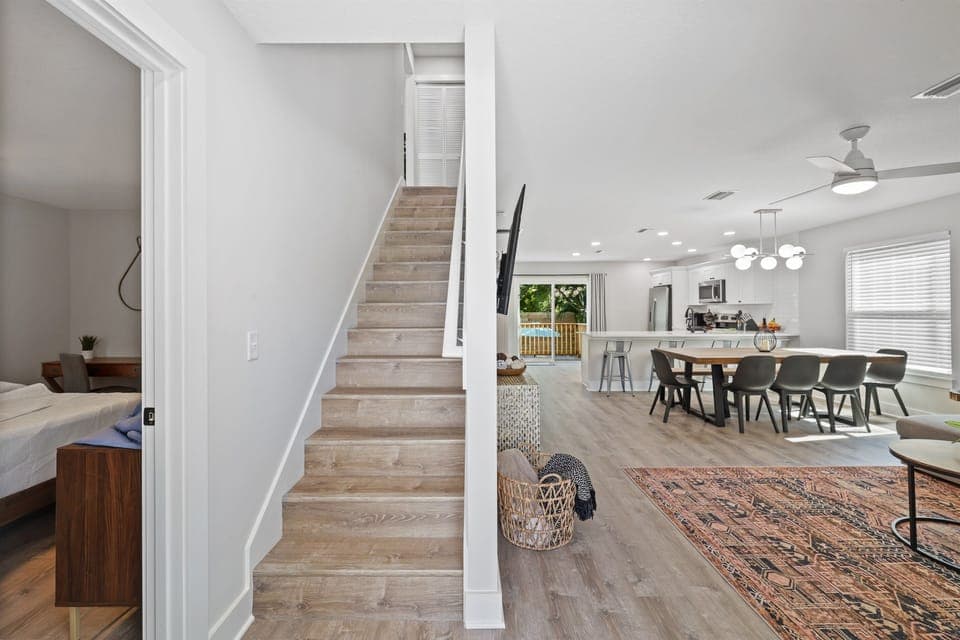 Enter to find a spacious, open front to back living area