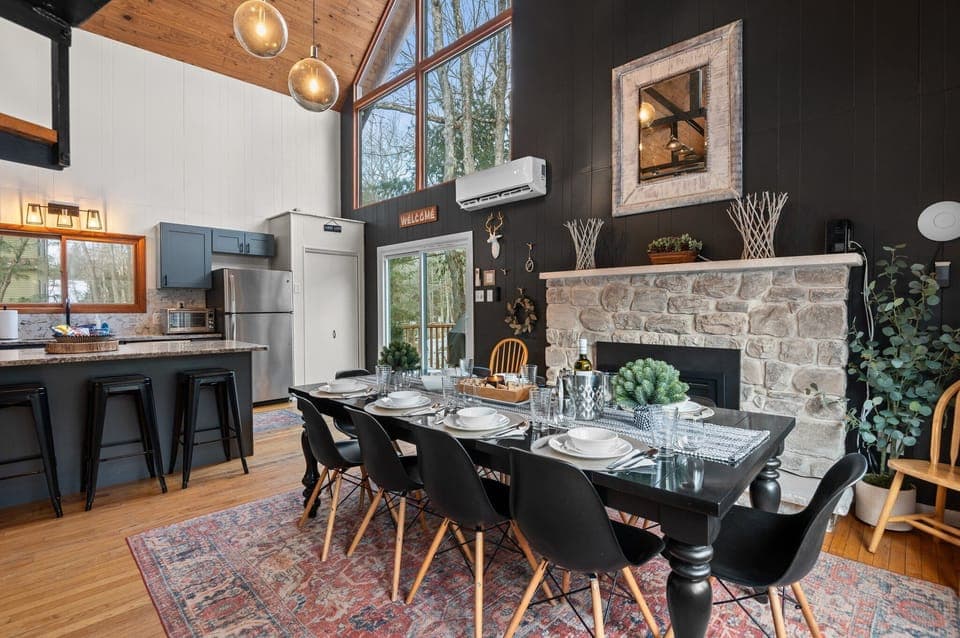 Cozy Dining With Our Propane Fireplace