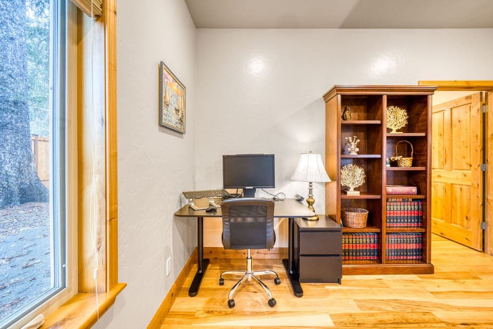 Desk with a monitor for those "work-cations"