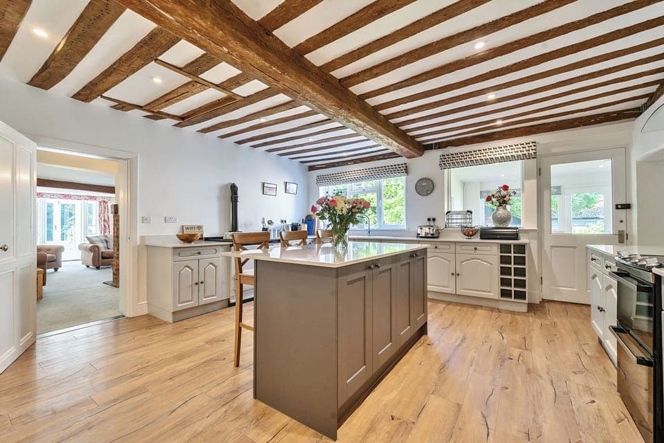 Fridge, dishwasher, cookware/dishes/utensils