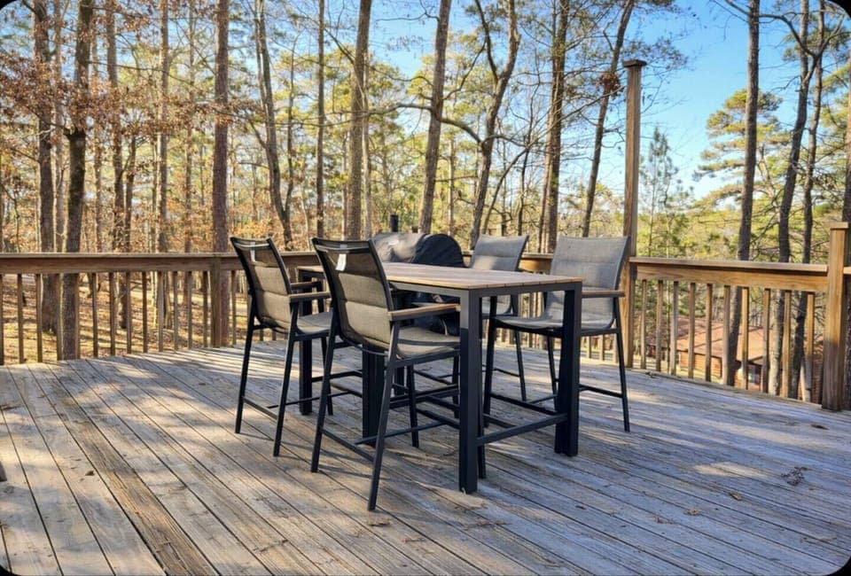 Enjoy scenic views while grilling from the deck