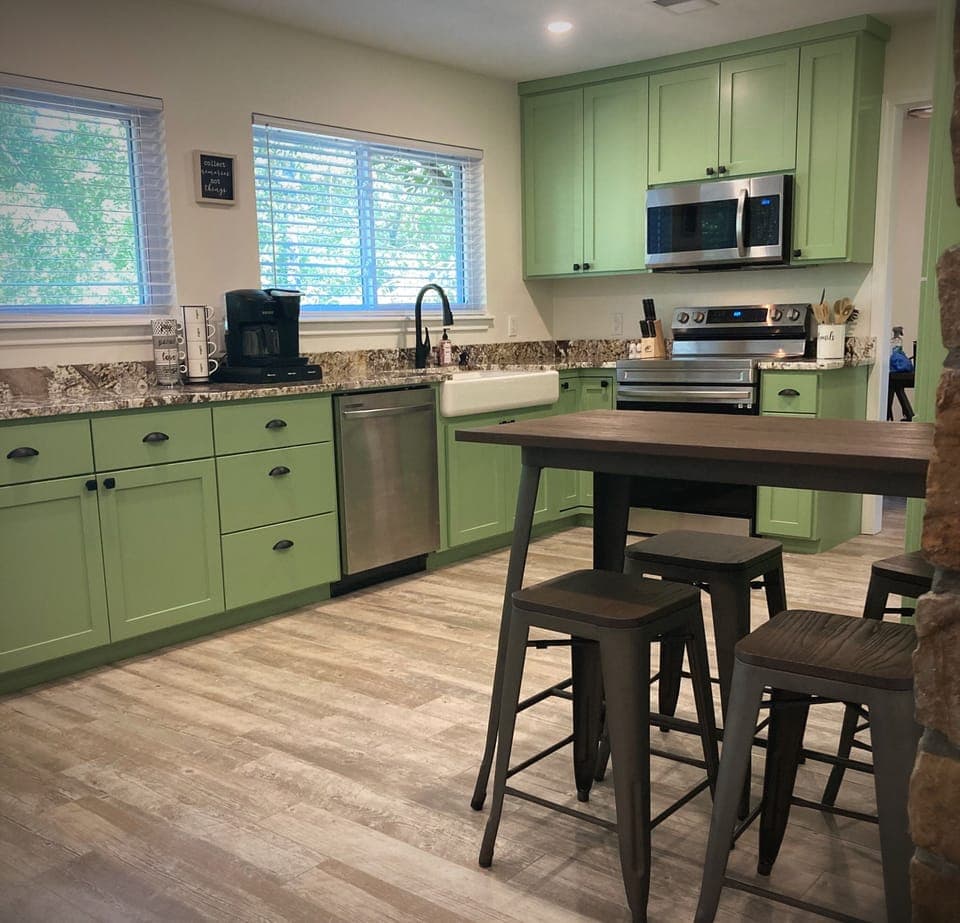 Enjoy your morning coffee at the cafe table. 