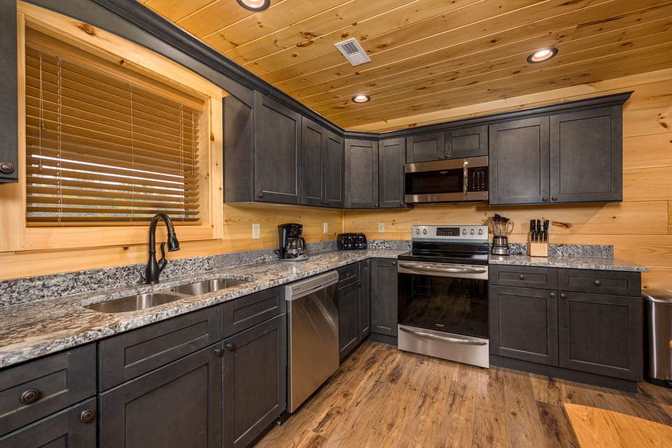 Our kitchen is ready for family meal cooking, with a regular and K-cup coffee makers, dishes, pots and pans, small appliances, etc!